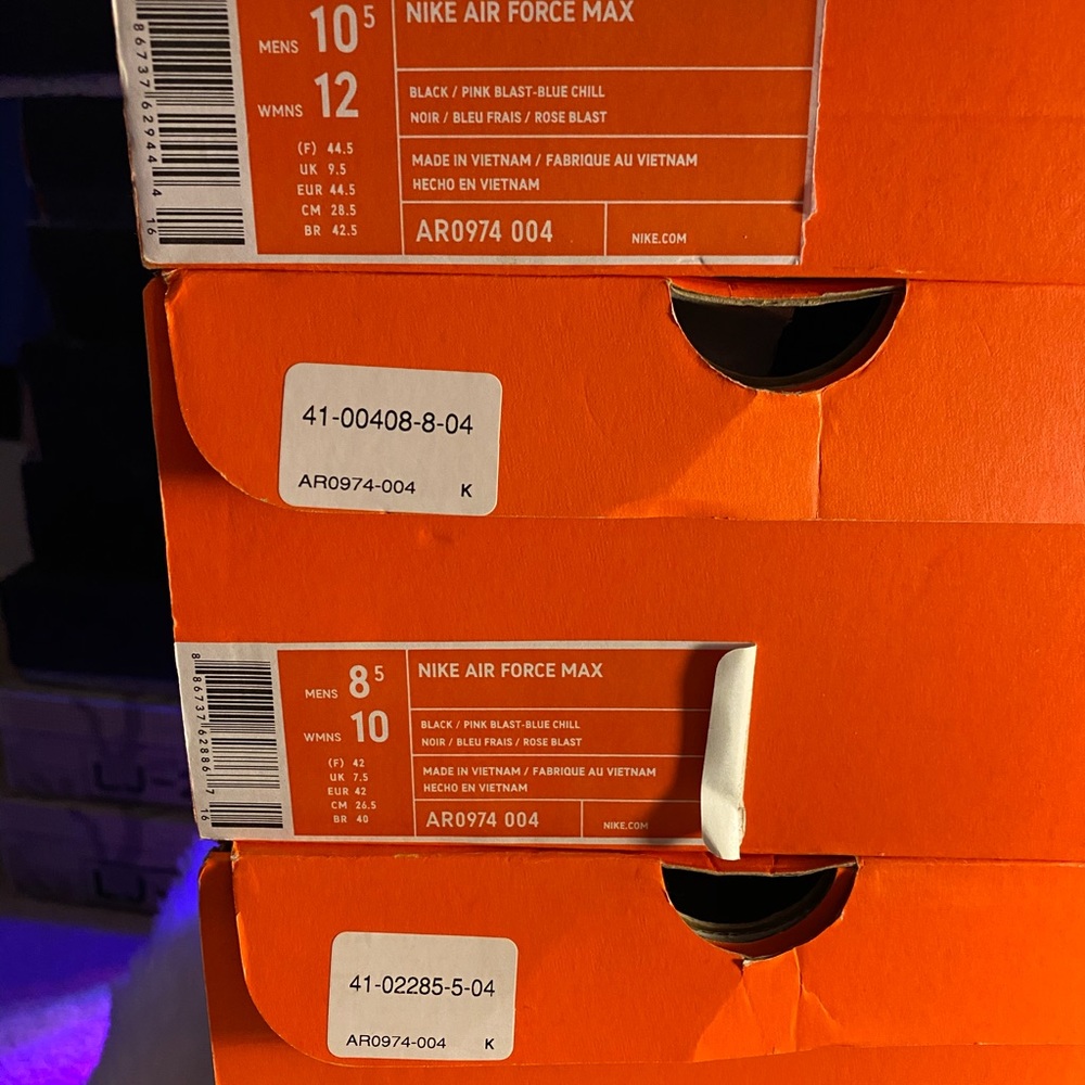 🆕 - Nike ✔️Air Force Max - Black/Pink - M 8.5/10 - Picture 8 of 8